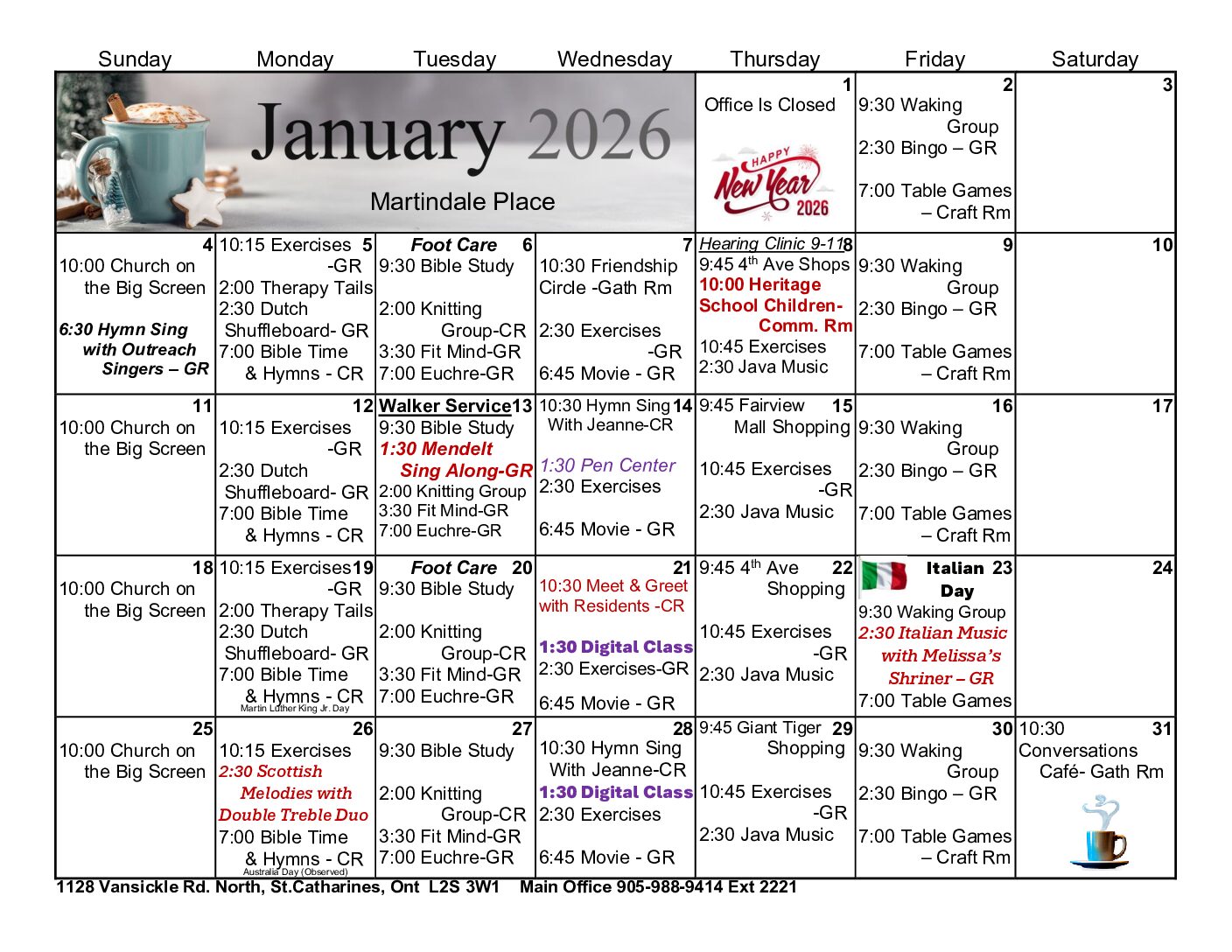 January 2026 Calendar